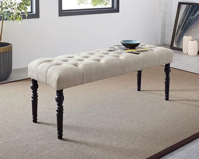 Roundhill Furniture Leviton Urban Style Dark Washed Wood Dining Set: Table, 4 Chairs and Bench, Tan - LeafyLoom