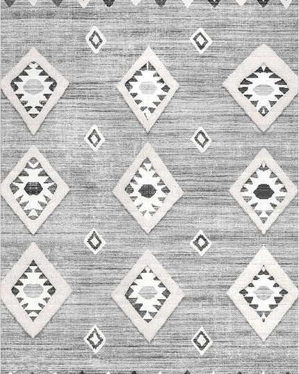 nuLOOM Arie Tribal Diamond Machine Washable Ultra Thin Area Rug, 5' x 8', Grey - LeafyLoom