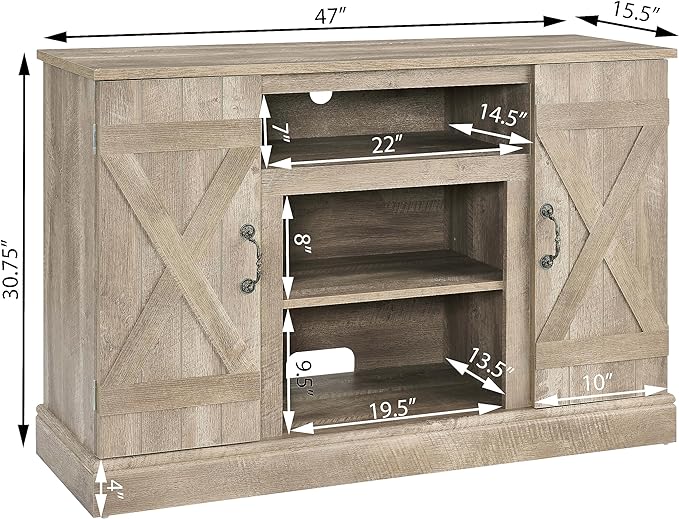 NicBex TV Stand for 50 Inch TV Modern TV Media Console Table with Open and Closed Storage Space Entertainment Center with Storage for Living Room,47 Inch,Grey Wash - LeafyLoom