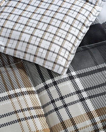 Eddie Bauer - Twin Comforter Set, Plaid Reversible Bedding, Stylish & Warm Home Decor (Normandy Grey, Twin),Grey/White/Beige - LeafyLoom