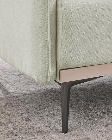 Modern Linen Upholstered 3-Seat Sofa Couch with Stainless Steel Trim and Metal Legs for Living Room, 2 Pillows Included, 72.83", Beige-119 - LeafyLoom