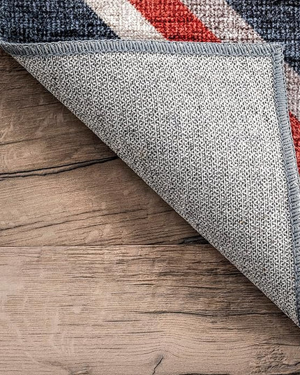 nuLOOM Jayde Machine Washable Southwestern Diamond Ultra Thin Area Rug, 5x8, Navy - LeafyLoom