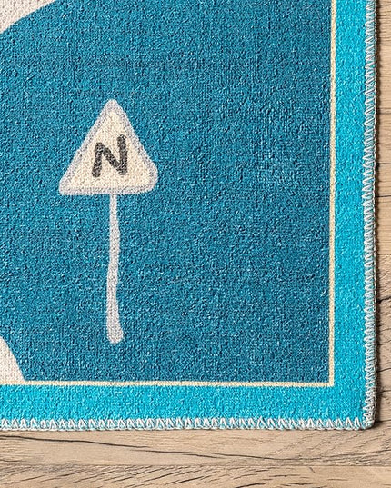 nuLOOM Zita Neighborhood Machine Washable Kids Ultra Thin Area Rug, 3' x 5', Blue Multi - LeafyLoom