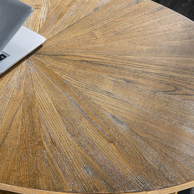 Solid Wood Oval Coffee Table with Cross Metal Legs, 43.3in Modern Industrail Center Table with Open Shelf Cocktail Tea Table for Living Room Bedroom, Rustic Nature 1811 - LeafyLoom