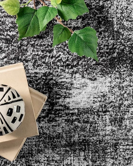 nuLOOM Corinna Modern Abstract Machine Washable Ultra Thin Area Rug, 8' x 10', Charcoal - LeafyLoom