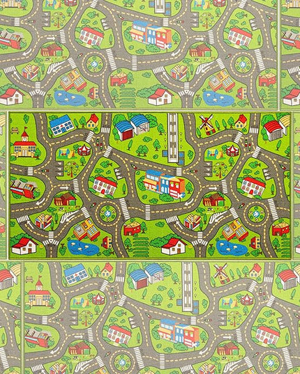 Kids Carpet Playmat City Life 3D Playroom Rug | 30 x 60 Inch Extra Large Toddler Activity Mat for Race Cars & Toys | Playroom Rug Makes a Fun Educational Gift Idea for Boys & Girls (Green) - LeafyLoom