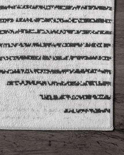 nuLOOM Romina Machine Washable Diamond Stripes Runner Rug, 2' 6" x 8', Ivory, Rectangular, 0.1" Thick - LeafyLoom