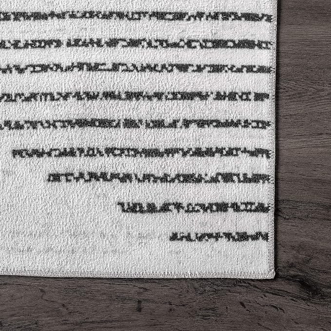 nuLOOM Romina Machine Washable Diamond Stripes Runner Rug, 2' 6" x 8', Ivory, Rectangular, 0.1" Thick - LeafyLoom