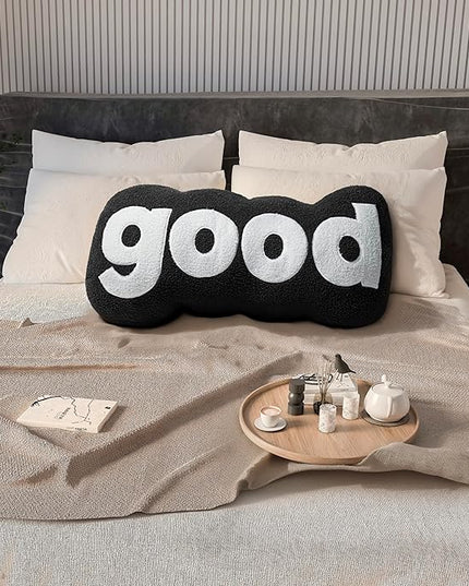 Johnear Headboard Pillow Black Plush Reading Pillow Back Support Pillow for Bed Sitting Up Adult Daybed Sofa College Dorm Bed Headboard Backrest Cushion Bolster Throw Pillow Body Pillow Twin - LeafyLoom