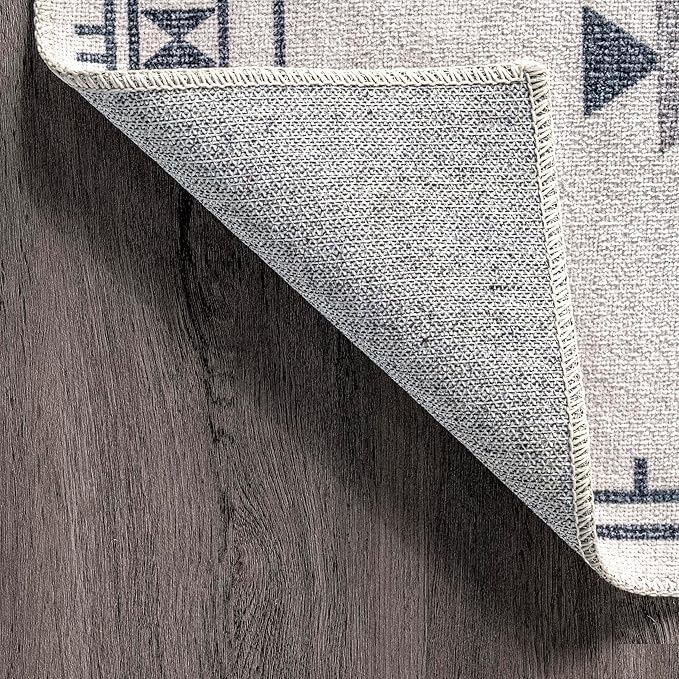 nuLOOM Evalyn Southwestern Machine Washable Ultra Thin Runner Rug, 2' 6" x 6', Cream - LeafyLoom