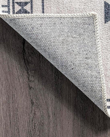 nuLOOM Evalyn Southwestern Machine Washable Ultra Thin Area Rug, 6x9, Cream - LeafyLoom