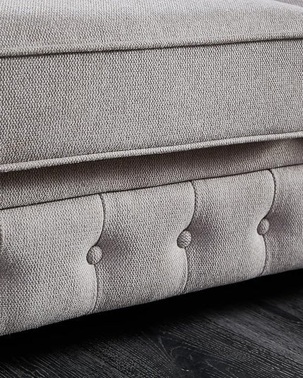 Clasic Chesterfield 3 Seaters Sofa Couch W/Luxury Roller Armrest Soild Wood Legs Linen Fabric Upholstered Button Tufted Sofa&Couch with Removable Cushions & Nailhead Decor, 88.5", Light Grey-007 - LeafyLoom