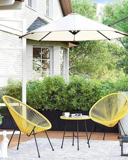 SONGMICS 3-Piece Outdoor Seating Acapulco Chair, Modern Patio Furniture Set, Glass Top Table and 2 Chairs, Indoor and Outdoor Conversation Bistro Set, Yellow UGGF011Y01 - LeafyLoom