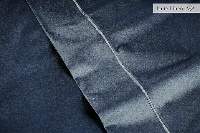 LANE LINEN Split King Sheets for Adjustable Beds - 1000 Thread Count 5 Piece Sheets Set, 100% Egyptian Cotton, Sateen Weave, Cool Breathable & Soft, 2 Fitted Fits Upto 16" Deep Pockets - Estate Blue - LeafyLoom