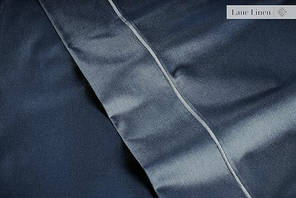 LANE LINEN 100% Egyptian Cotton Twin Sheets Set (3 Pc) – 1000 Thread Count – Sateen Weave - Ultra Soft Twin Bed Sheets – Luxury Hotel Bedding – Twin Size Sheets Set with Deep Pockets – Estate Blue - LeafyLoom