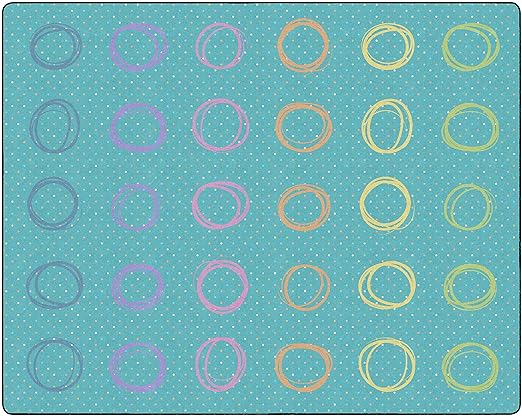 Flagship Carpets Smiley Circle Sampler Abstract Educational Area Rug for Kids Room Seating Décor, Children's Classroom, Play Carpet for Teaching and Playroom, Seats 30, 10'6"x13'2", Blue & Multi - LeafyLoom