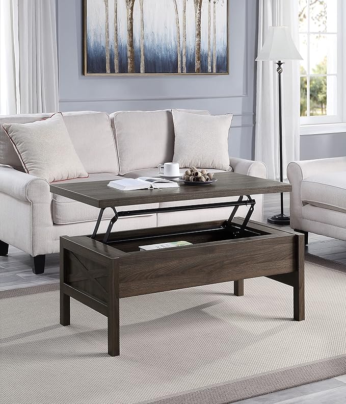 NicBex Coffee Table Wooden Lift Top Coffee Table with Storage Center Tables with Hidden Compartments and Legs Lift Tabletop Dining Table for Living Room, Office, and Bedroom,43" W, Brown - LeafyLoom