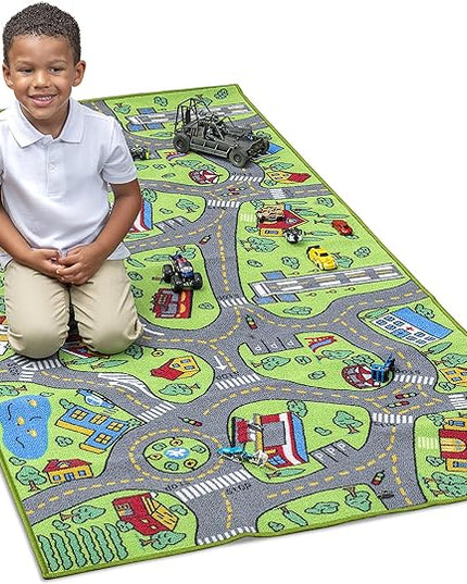Kids Rug Carpet Playmat City Life Learn Have Fun Safe, Children's Educational, Road Traffic System, Multi Color Activity Centerpiece Play Mat! for Playing with Cars for Bedroom Playroom - LeafyLoom