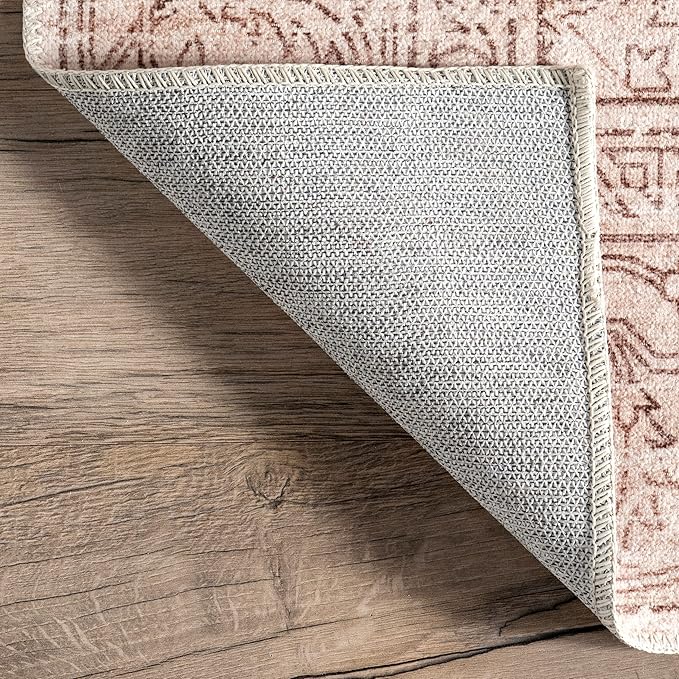 nuLOOM Shontal Traditional Machine Washable Ultra Thin Area Rug, 8' x 10', Beige - LeafyLoom