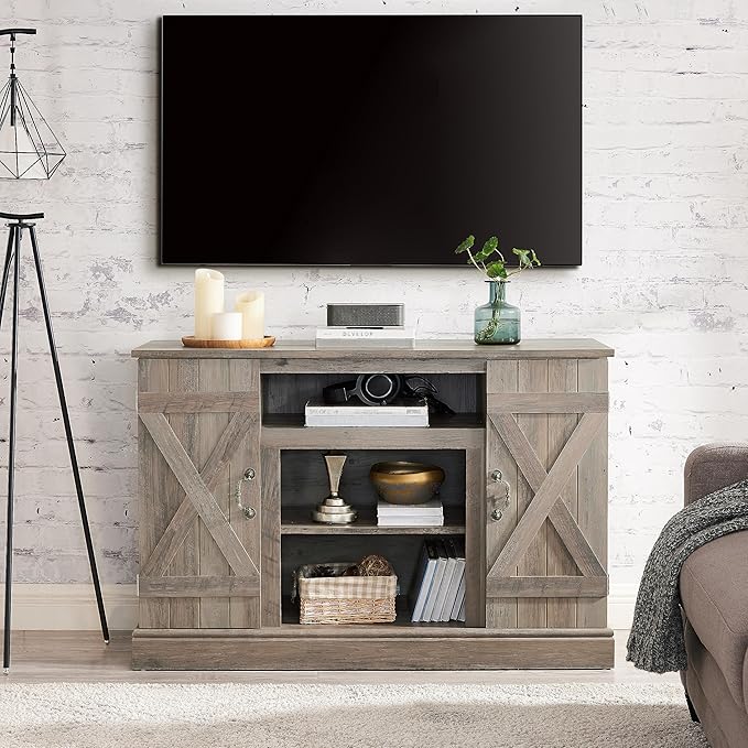 NicBex TV Stand for 50 Inch TV Modern TV Media Console Table with Open and Closed Storage Space Entertainment Center with Storage for Living Room,47 Inch,Grey Wash - LeafyLoom