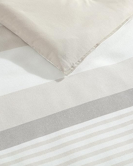Nautica - Queen Comforter Set, Cotton Reversible Bedding with Matching Shams, Ideal Home Decor for All Seasons (Saybrook Beige, Queen) - LeafyLoom