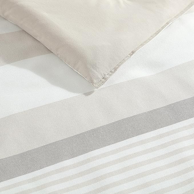 Nautica - Queen Comforter Set, Cotton Reversible Bedding with Matching Shams, Ideal Home Decor for All Seasons (Saybrook Beige, Queen) - LeafyLoom