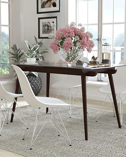 Flash Furniture Meriden 31.5" x 55" Rectangular Solid Espresso Wood Table with Clear Glass Top - LeafyLoom
