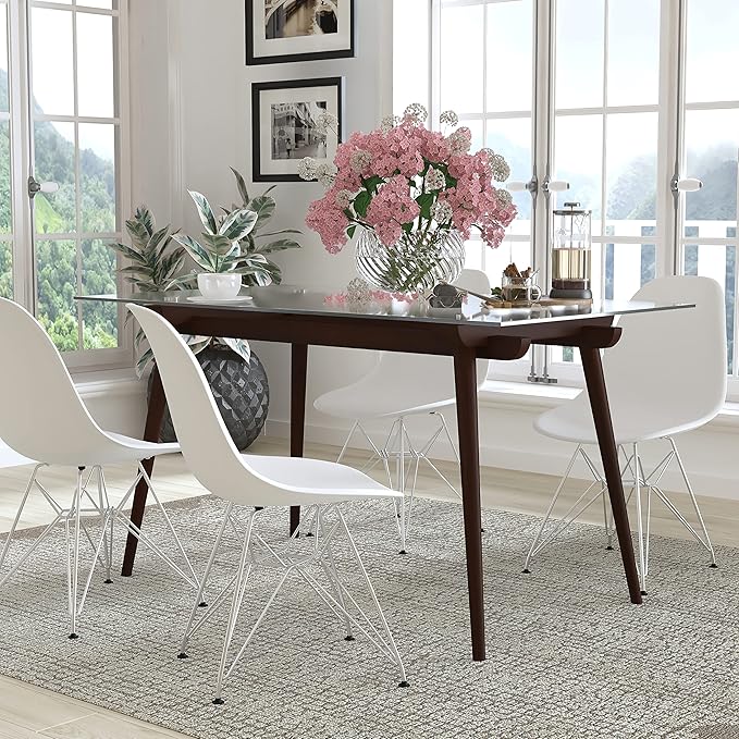 Flash Furniture Meriden 31.5" x 55" Rectangular Solid Espresso Wood Table with Clear Glass Top - LeafyLoom