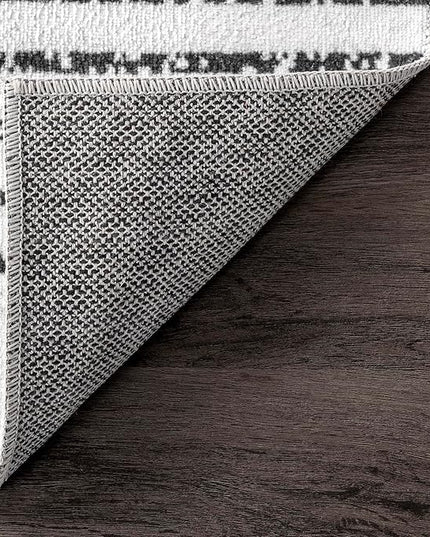 nuLOOM Romina Machine Washable Diamond Stripes Ultra Thin Area Rug, 8 x 10, White - LeafyLoom