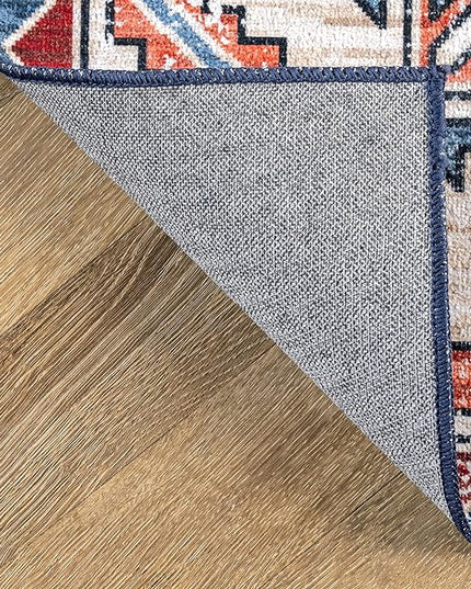 nuLOOM Marli Machine Washable Faded Medallion Ultra Thin Runner Rug, 2' 6" x 8', Rust - LeafyLoom