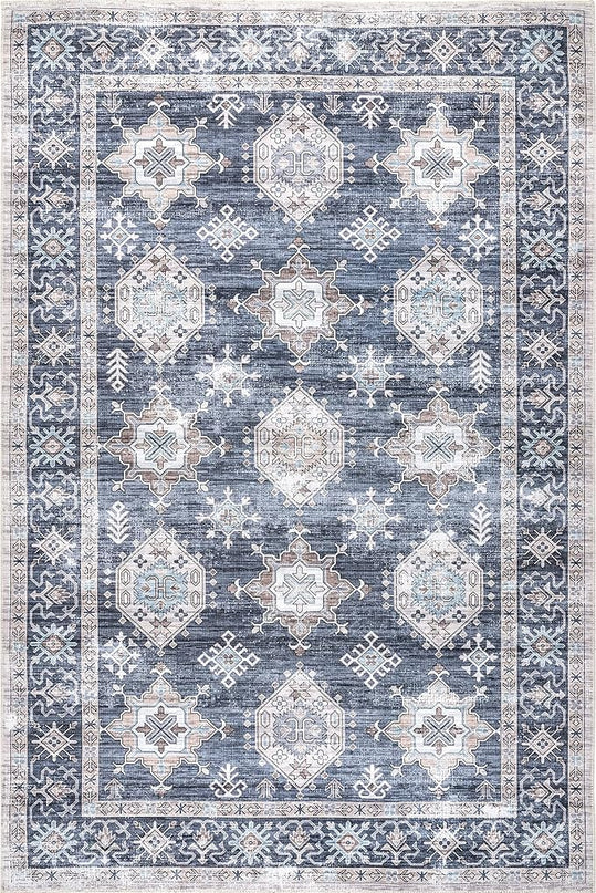 nuLOOM Finley Machine Washable Vintage Distressed Ultra Thin Area Rug, 3' x 5', Grey - LeafyLoom