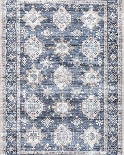 nuLOOM Finley Machine Washable Vintage Distressed Ultra Thin Area Rug, 5' x 8', Grey - LeafyLoom