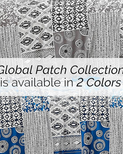 Southshore Fine Living, Inc. King Size Comforter Set with 2 Pillow Shams, Reversible Global Patchwork Quilt is 2 Colors in 1 - Alternative Down Comforter King/Cal King, Ultra Soft, Grey & White - LeafyLoom