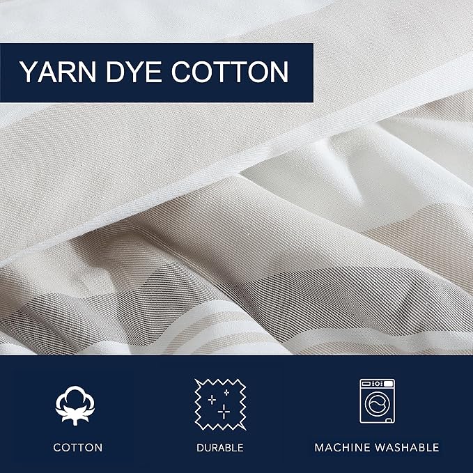 Nautica - King Size Comforter Set, Cotton Reversible Bedding with Matching Shams, Ideal Home Decor for All Seasons (Saybrook Beige, King) - LeafyLoom