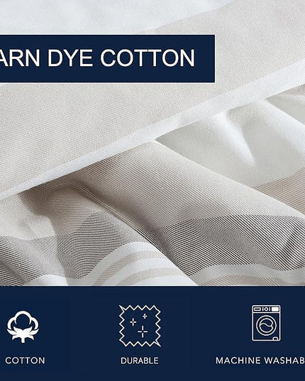 Nautica - Queen Comforter Set, Cotton Reversible Bedding with Matching Shams, Ideal Home Decor for All Seasons (Saybrook Beige, Queen) - LeafyLoom