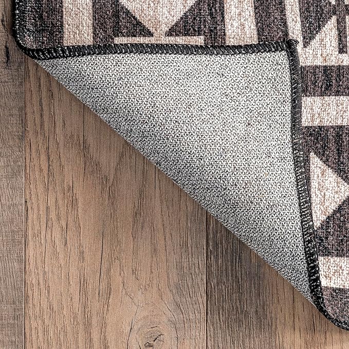 nuLOOM Leighton Machine Washable Southwestern Medallion Ultra Thin Runner Rug, 2' 6" x 12', Beige - LeafyLoom