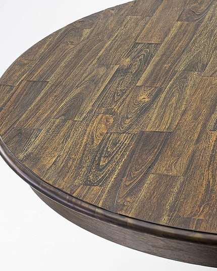 East West Furniture F2AB5-747 Ferris 5 Piece Room Furniture Set Includes a Round Dining Table with Pedestal and 4 Light Sable Linen Fabric Upholstered Chairs, 48x48 Inch - LeafyLoom