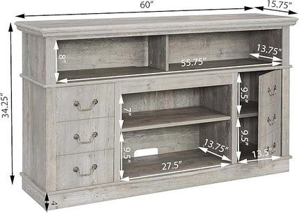 NicBex TV Stand for 65 Inch TV Modern TV Media Console Table with Open and Closed Storage Space,Entertainment Center with Storage for Living Room,60 Inch,Light Grey - LeafyLoom