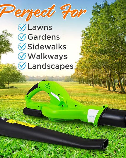 Serenlife Lightweight Cordless Leaf Blower - 18V, 55 MPH Air Speed - Perfect for Decks, Gutter Cleaning, Snow & Small Yards - Rechargeable Battery & Charger Included - Charge Time 4 Hours - Only 5 lbs - LeafyLoom
