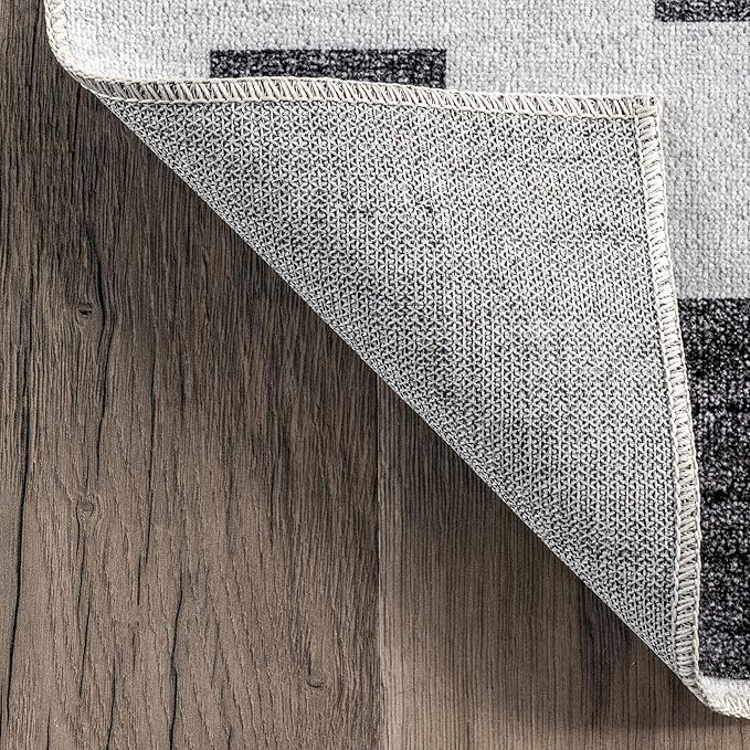 nuLOOM Tamera Modern Diamonds Machine Washable Ultra Thin Area Rug, 8' x 10', Grey - LeafyLoom