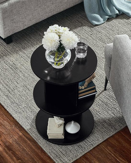 ECYIL Double Layered Independent Storage Rack, Full Circular Color Blocking Bookshelf, Suitable for Home, Office, Living Room, etc (black) - LeafyLoom