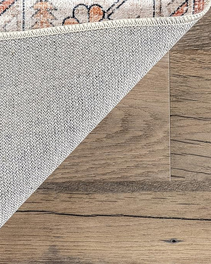 nuLOOM Dania Machine Washable Medallion Ultra Thin Area Rug, 4' x 6', Rust - LeafyLoom