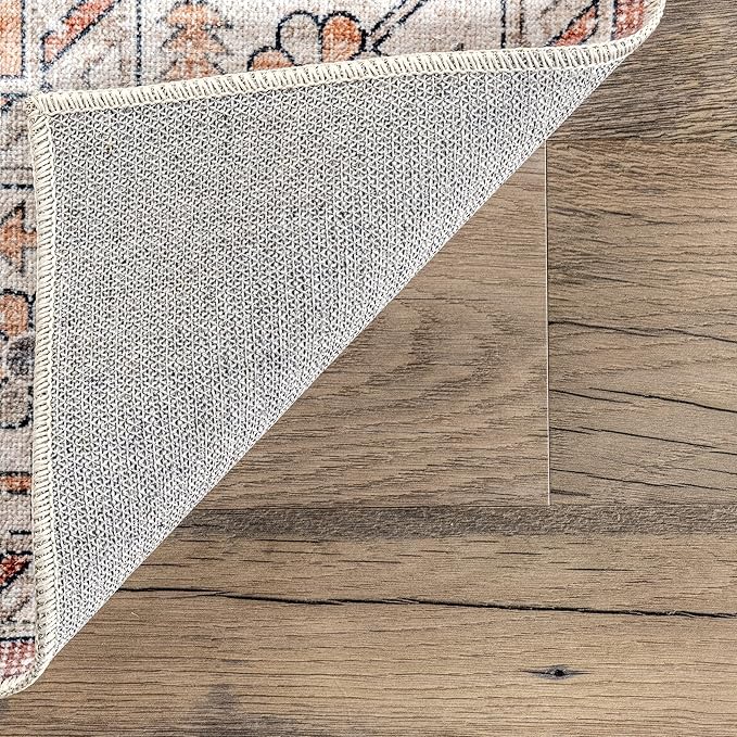 nuLOOM Dania Machine Washable Medallion Ultra Thin Area Rug, 4' x 6', Rust - LeafyLoom