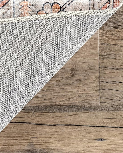 nuLOOM Dania Machine Washable Medallion Ultra Thin Area Rug, 3' x 5', Rust - LeafyLoom