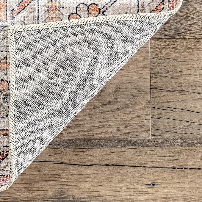 nuLOOM Dania Machine Washable Medallion Ultra Thin Area Rug, 3' x 5', Rust - LeafyLoom