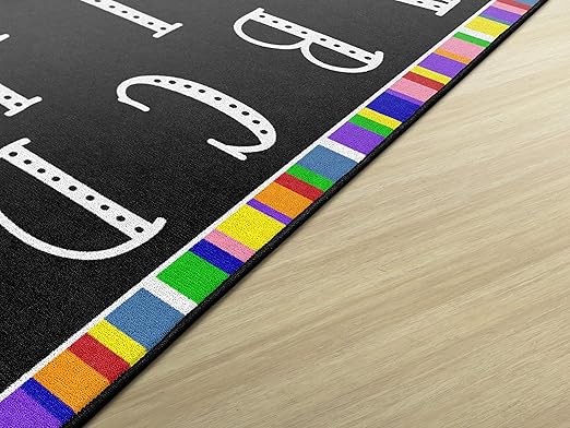 Flagship Carpets Colorful Abc's Multicolor Border Area Rug for Childrens Classroom, at Home Education or Kids Play Room, 6' x 8'4", Rectangle - LeafyLoom