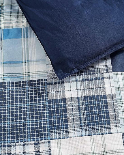 Nautica - Twin Comforter Set, Soft Cotton Bedding with Matching Sham, Patchwork Inspired Home Decor, Dorm Room Essentials (Mason Blue, Twin/Twin XL) - LeafyLoom