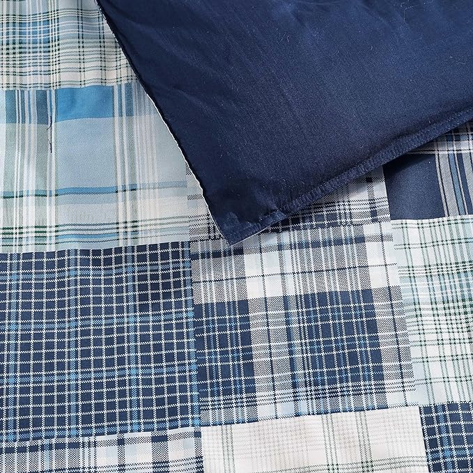 Nautica - Full Comforter Set, Soft Cotton Bedding with Matching Shams, Patchwork Inspired Home Decor (Mason Blue, Full/Queen) - LeafyLoom