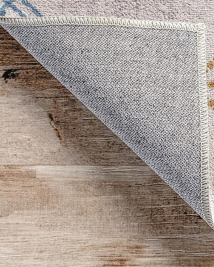 nuLOOM Kiya Machine Washable Moroccan Tribal Geometric Ultra Thin Area Rug, 3' x 5', Light Grey - LeafyLoom