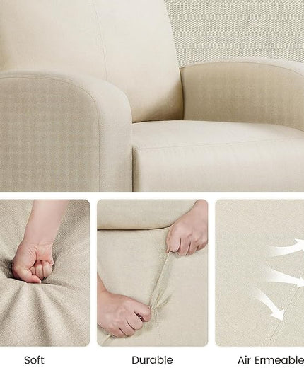 Yaheetech Modern Fabric Recliner Chair Sofa Adjustable Single Sofa with Thicker Seat Cushion and Backrest for Living Room Home Theater, Beige - LeafyLoom